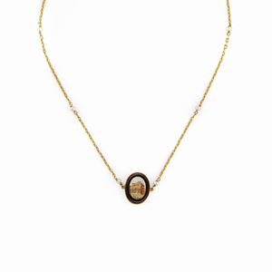 A 18K yellow gold, micromosaic and onyx necklace, late 19th century