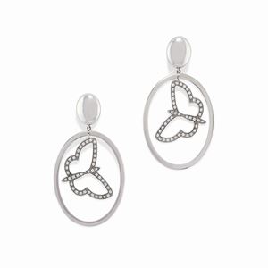 A silver and zircon pendant earrings