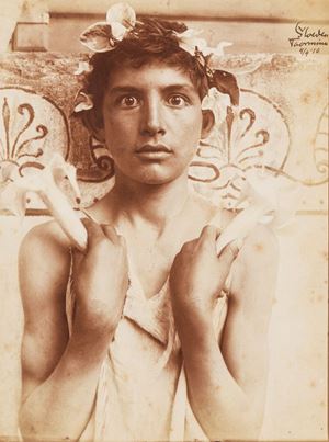 von Gloeden Wilhelm - Youth with lotus flowers