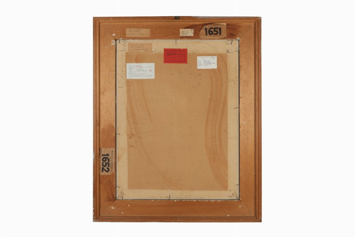 Manlio Rho - Composizione, olio su cartone telato, 1955