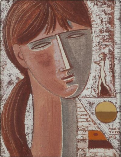 Ultimo abbraccio, olio su tela applicata su tavola, 1968