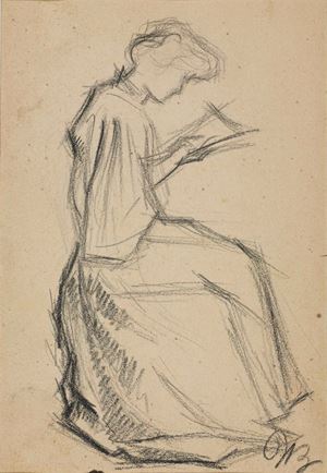 Boccioni Umberto - Studio per Romanzo di una cucitrice,1908 (Figura femminile che legge o cuce)