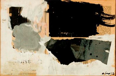Composizione, olio e collage su carta intelata, 1963