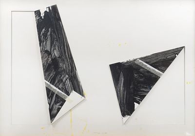 Senza titolo, tecnica mista e collage su cartone