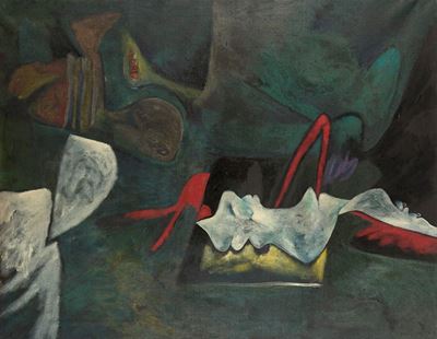 Interno verde, olio su tela, 1960