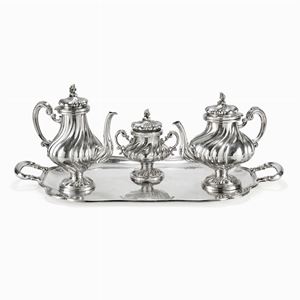 A silver tray tea and coffe set, Italy 1950-1960 circa