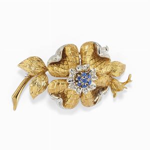 Spilla in oro giallo 18k, 1960 circa