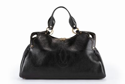 Borsa Marcello, pelle nera con dettagli in metallo dorato