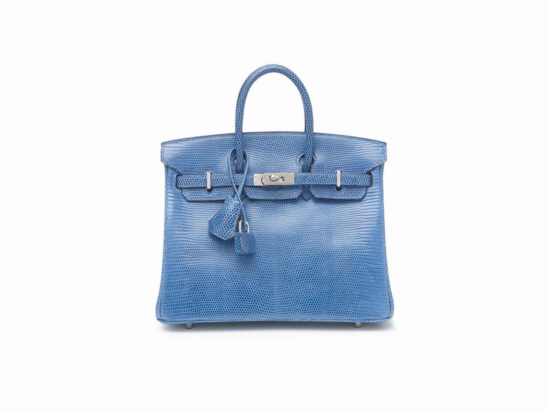 Sold at Auction: Hermes Birkin 25 Bag. Electric Blue Crocodile