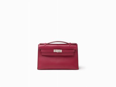 Kelly Mini Pochette, pelle swift rosso rubino con dettagli in palladio, 22 cm, 2011