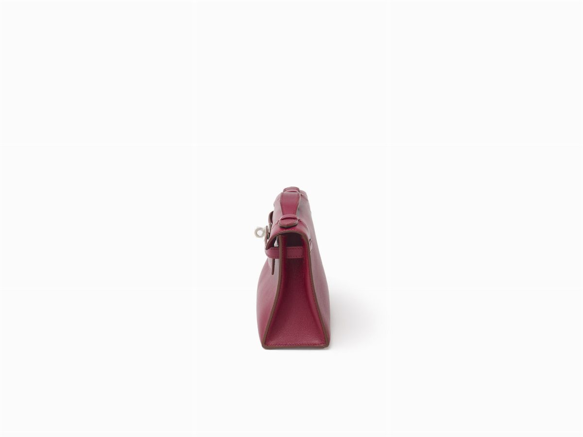 Hermès - Kelly Mini Pochette, pelle swift rosso rubino con dettagli in palladio, 22 cm, 2011