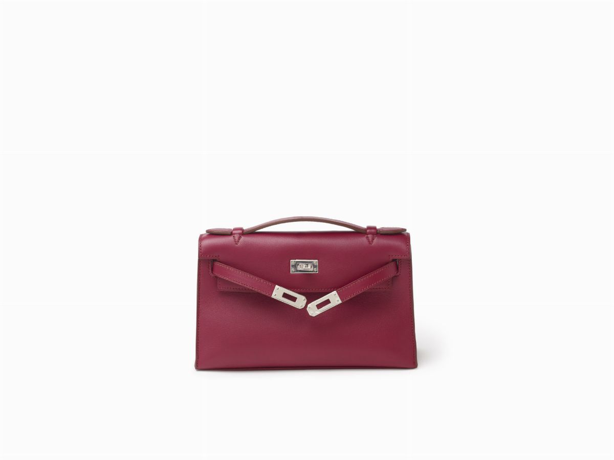 Hermès - Kelly Mini Pochette, pelle swift rosso rubino con dettagli in palladio, 22 cm, 2011