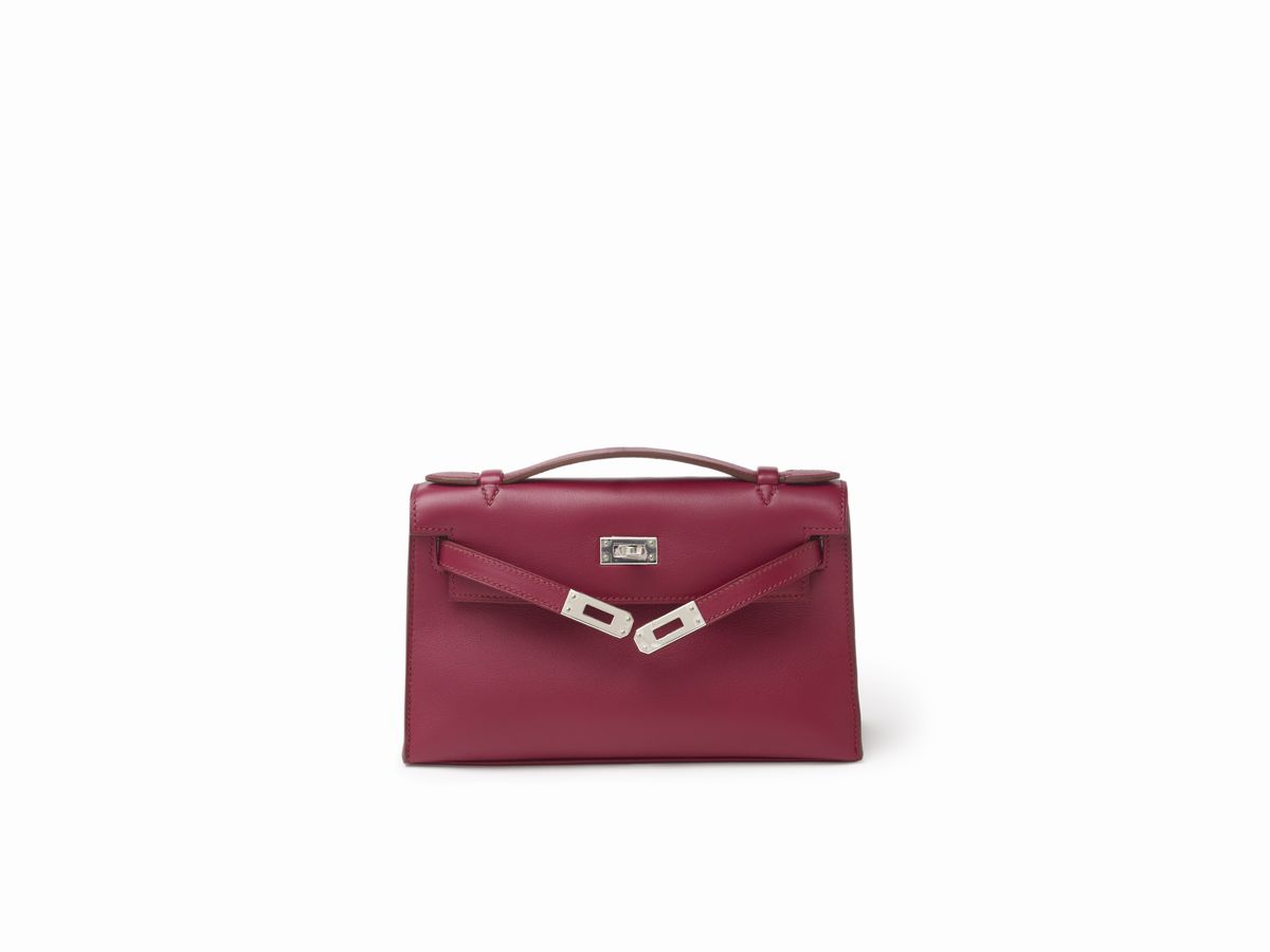 Hermès - Kelly Mini Pochette, pelle swift rosso rubino con dettagli in palladio, 22 cm, 2011