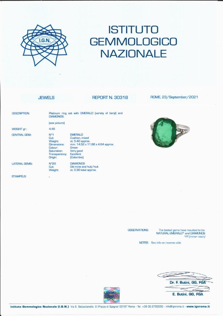 Anello con Smeraldo e Diamanti, Inizio XX Secolo