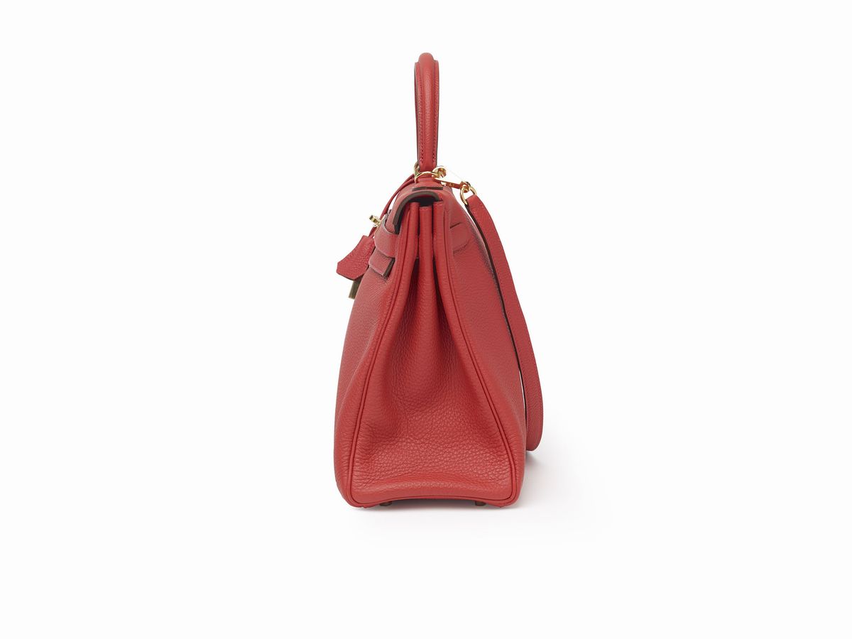 Hermès - Borsa Kelly Retourne 35 cm, pelle Togo color geranio, 2012