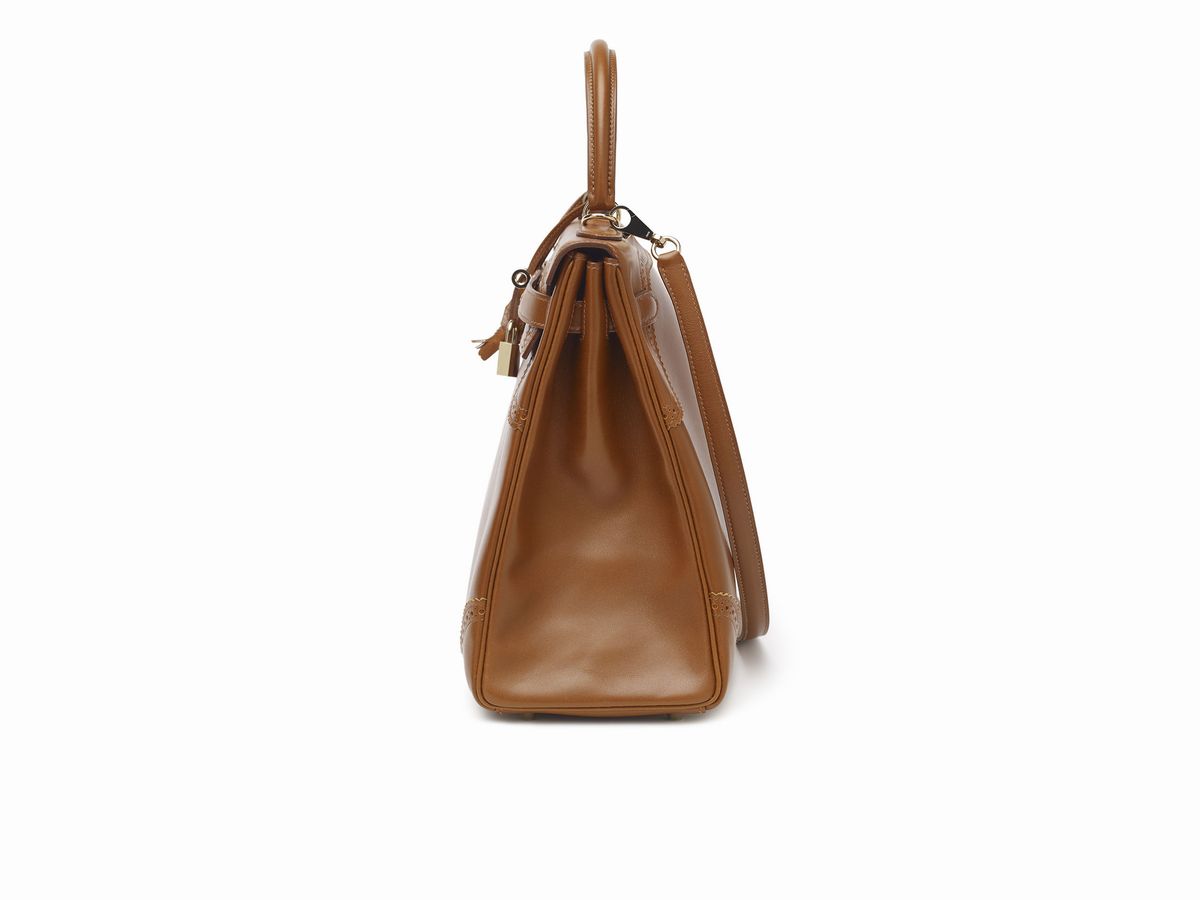 Hermès - Borsa Kelly Ghillies, pelle di vitello color nocciola, 35 cm, 2012