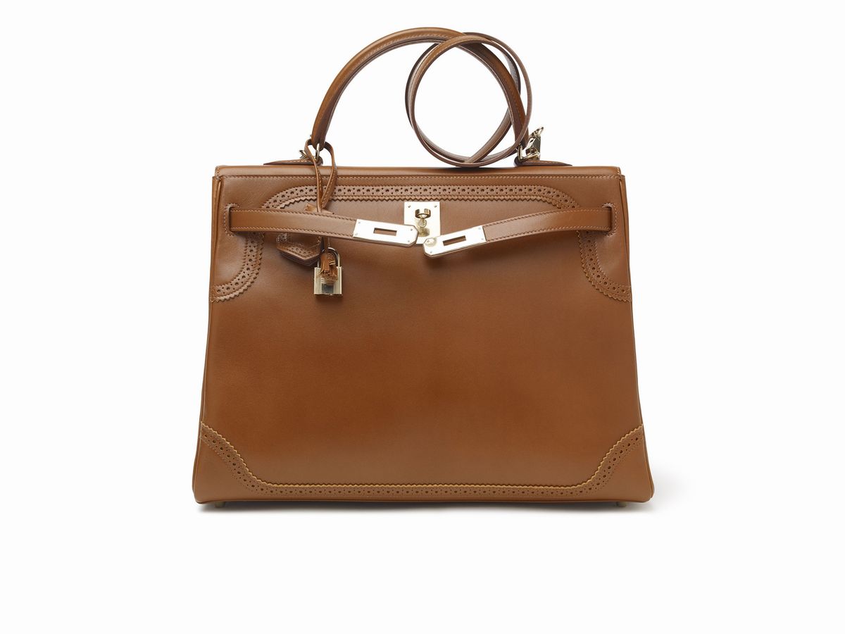 Hermès - Borsa Kelly Ghillies, pelle di vitello color nocciola, 35 cm, 2012