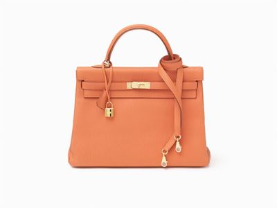 Borsa Kelly Retourne, 35 cm in pelle Togo color arancione, 2011