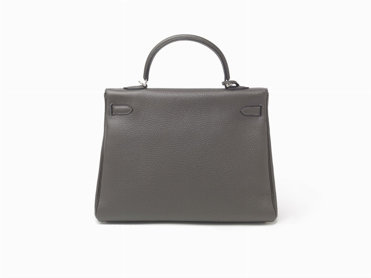 Hermès - Borsa Kelly Retourne, 35 cm in pelle taurillon clemence grigia