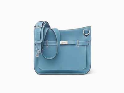Borsa Jypsiere 34 cm in pelle taurillon clemence blu jean, 2012