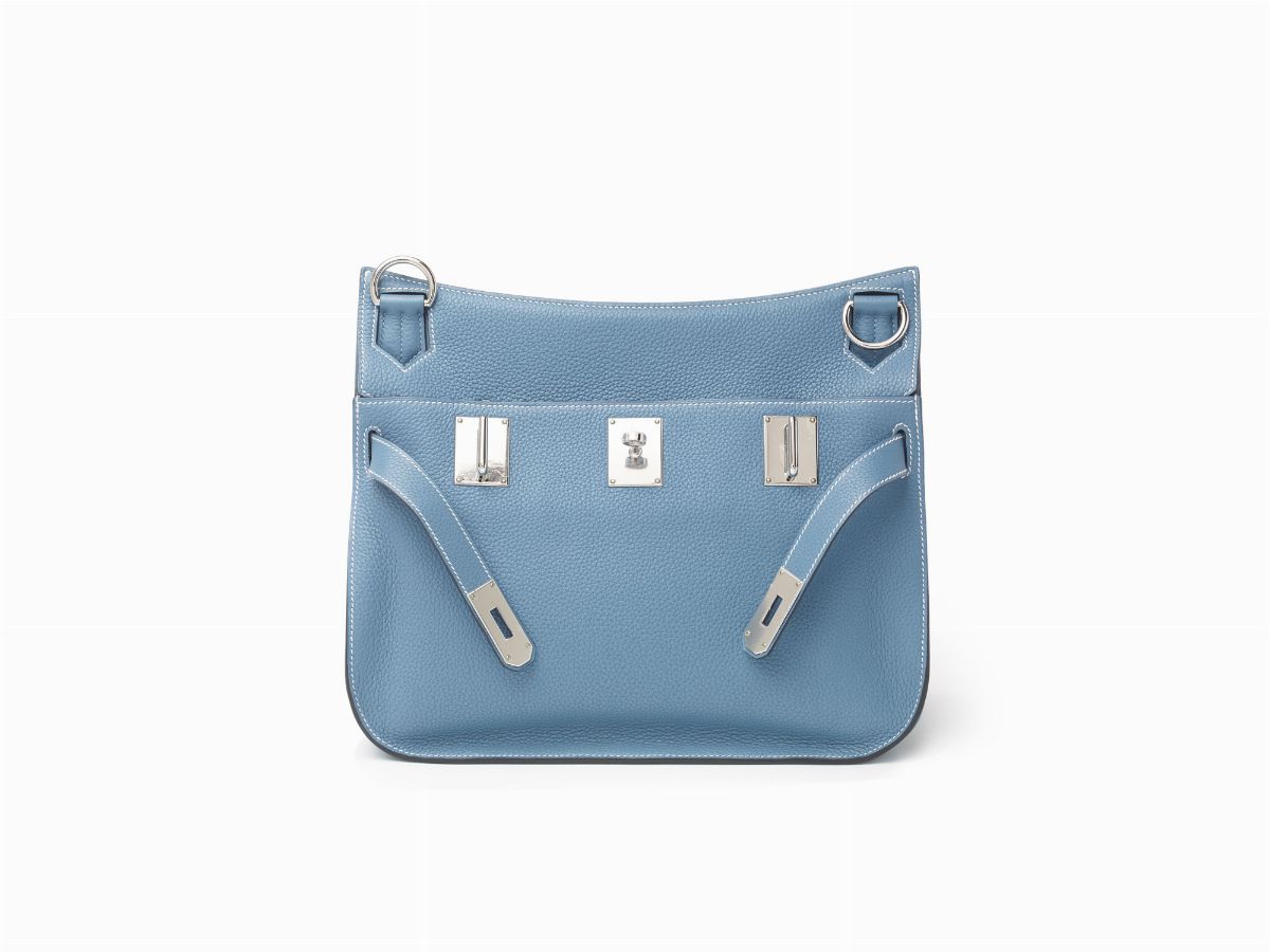 Hermès - Borsa Jypsiere 34 cm in pelle taurillon clemence blu jean, 2012