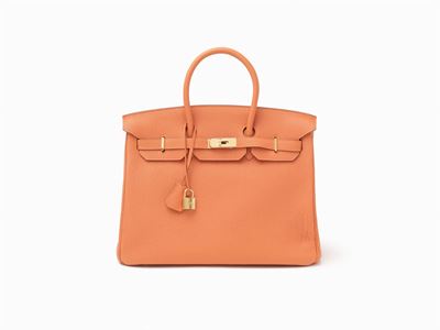 Borsa Birkin 35 cm in pelle Togo arancione