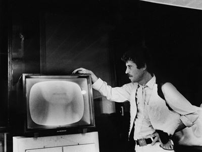 Dennis Oppenheim Watching Argentine Video Tapes At The Museum Of Modern Art Of Buenos Aires