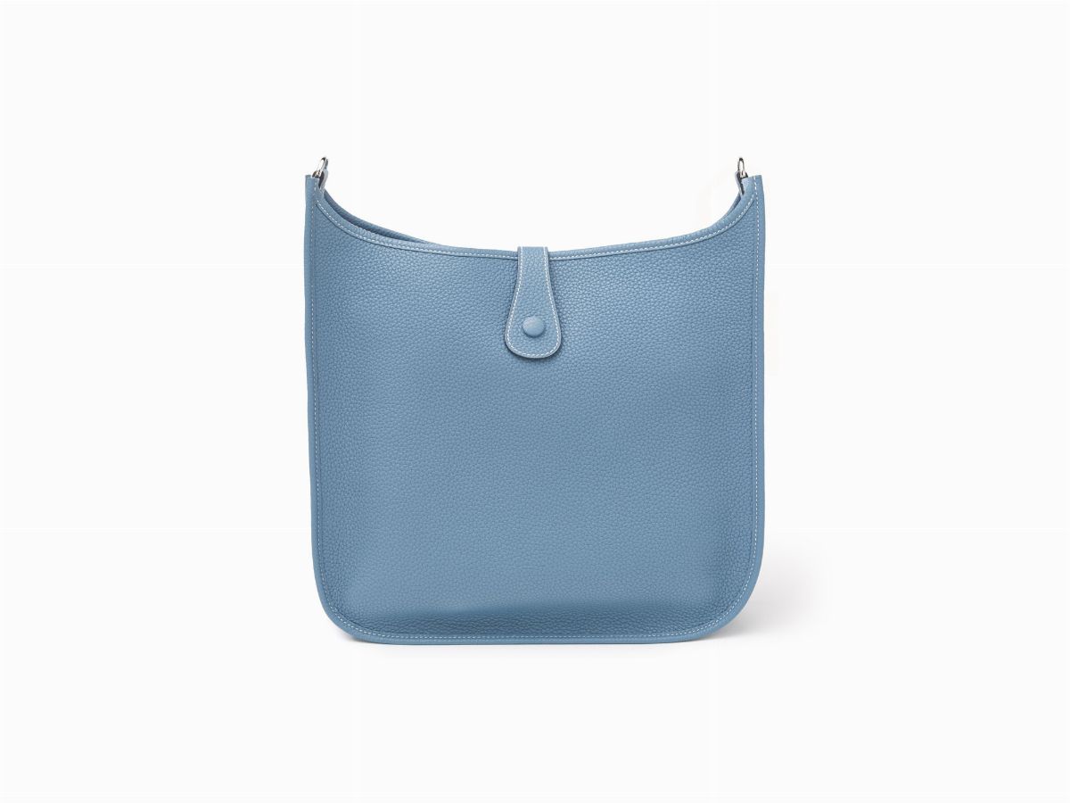 Hermès - Borsa Evelyne GM, pelle taurillon clemence, blu jean