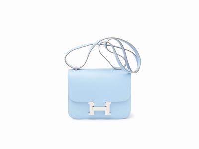 Borsa Constance III Mini, pelle epsom color celeste con dettagli in palladio, 2012