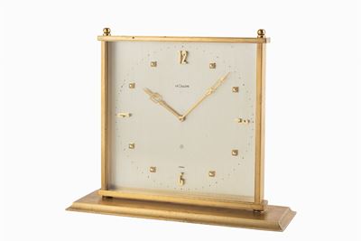 Orologio da tavolo anni '60 in ottone dorato