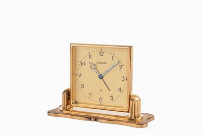 Orologio da tavolo con svegliarino, anni '60, movimento a carica manuale