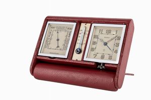 Jaeger-LeCoultre orologio da viaggio con svegliarino, termometro e barometro, anni ‘50