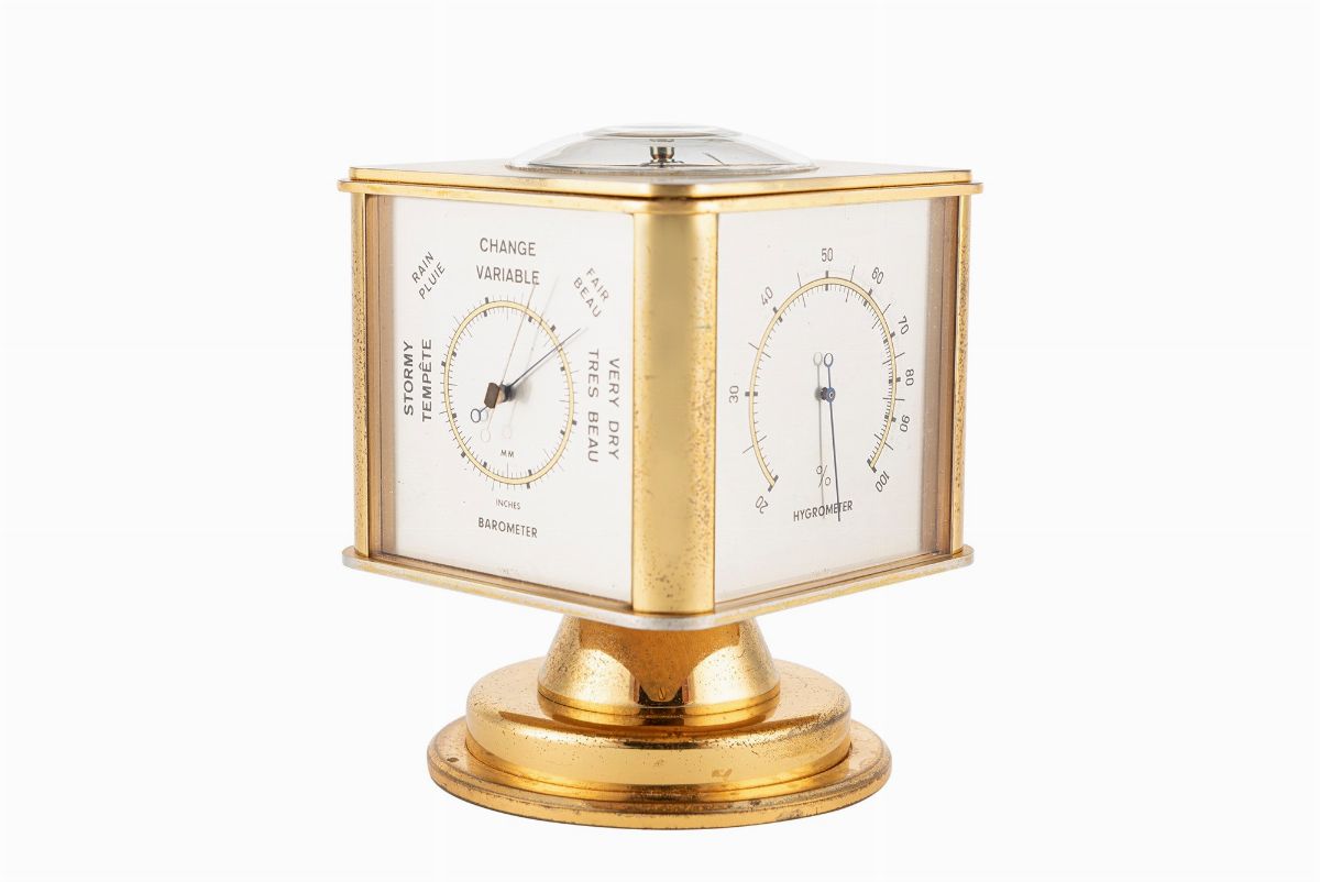 Angelus - Orologio da tavolo con svegliarino, termometro, igrometro, barometro e bussola, anni '6...