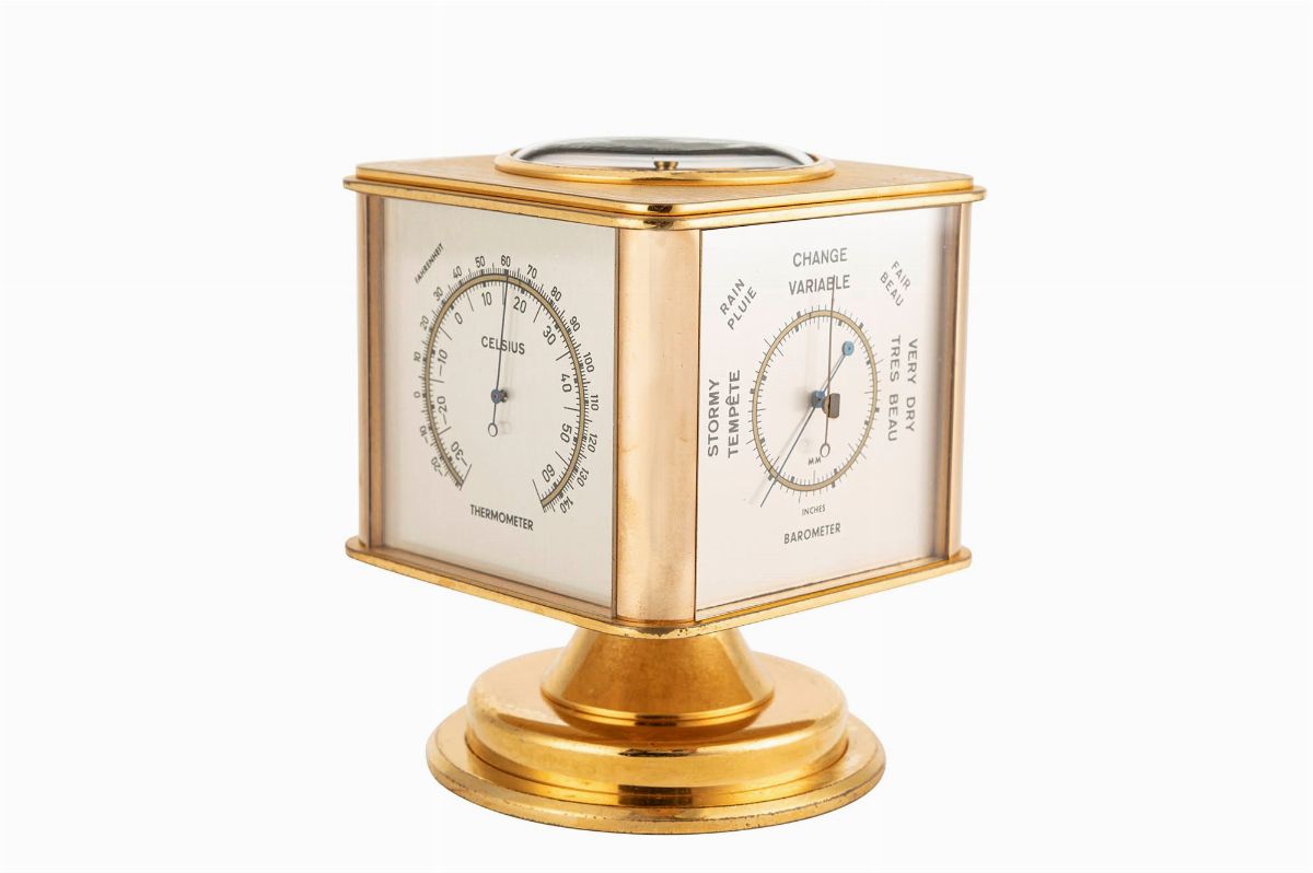 Angelus - Orologio da tavolo con data, termometro, igrometro, barometro e bussola, anni '60