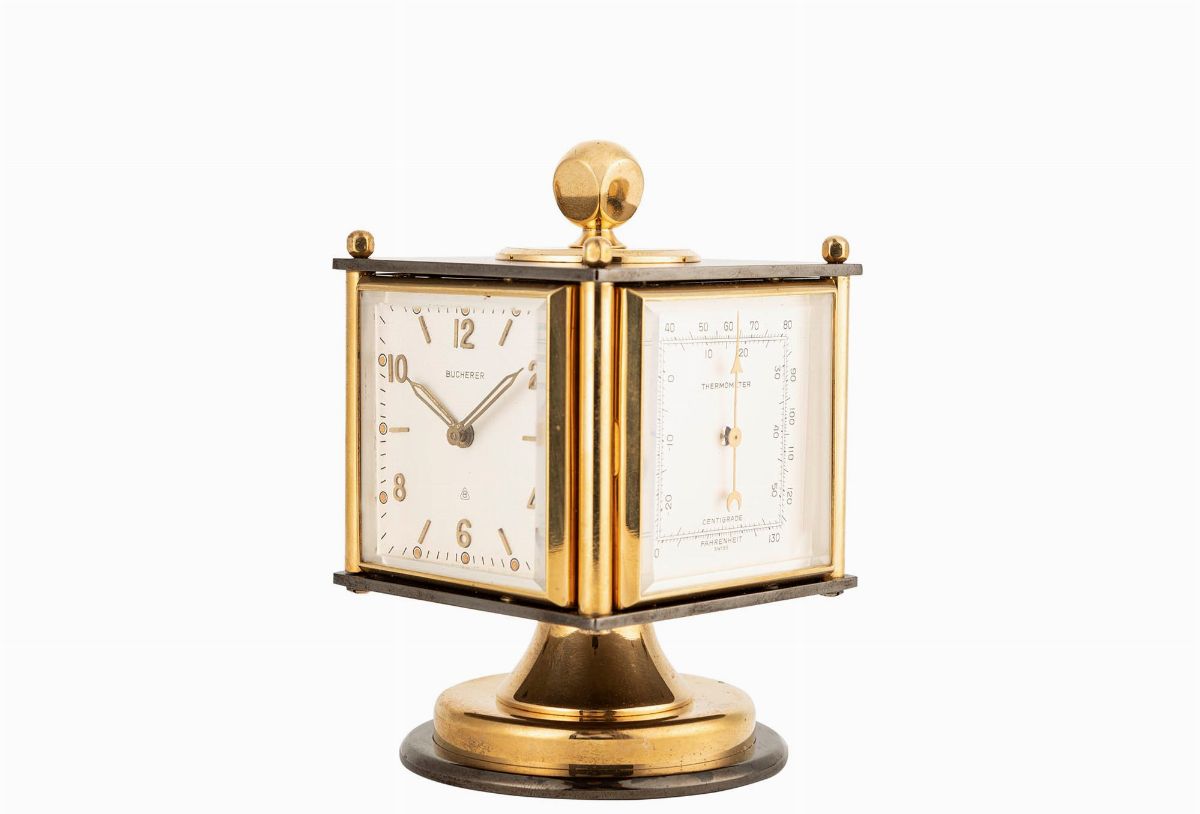 Bucherer - Orologio da tavolo con termometro, igrometro e barometro, anni '60