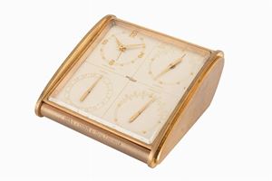Imhof desk clock with alarm, date, barometer and thermometer, ‘60s