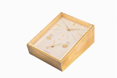 Orologio da tavolo con barometro, Imhof, anni '60