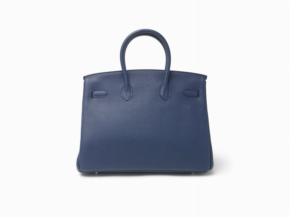 Hermès - Borsa Birkin 35 cm in pelle taurillon clemence color blu di Malta