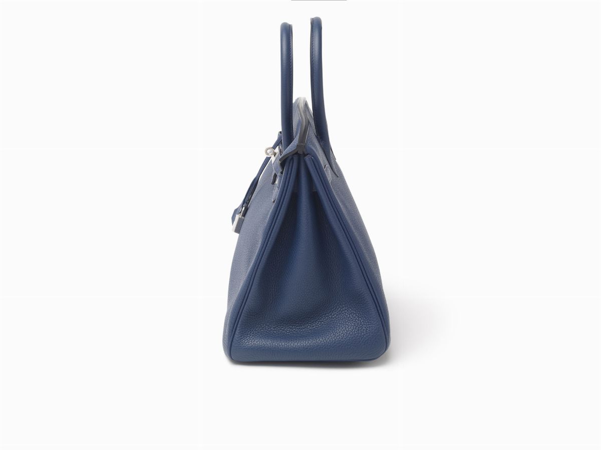 Hermès - Borsa Birkin 35 cm in pelle taurillon clemence color blu di Malta