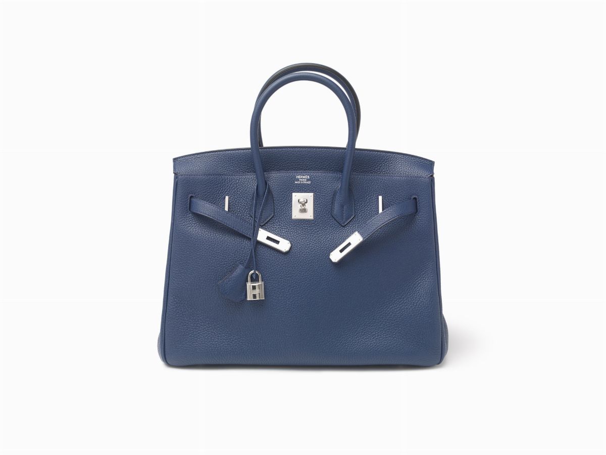 Hermès - Borsa Birkin 35 cm in pelle taurillon clemence color blu di Malta