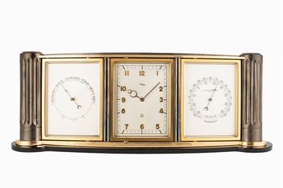 Orologio da tavolo con barometro e termometro, anni '60