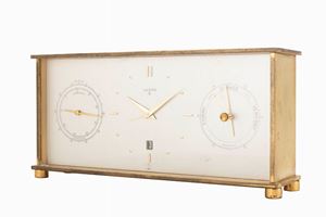 Luxor desk clock with alarm, date, thermometer and barometer, ‘60s