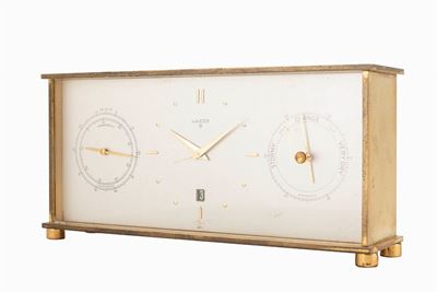 Orologio da tavolo Luxor con svegliarino, termometro e barometro, anni '60