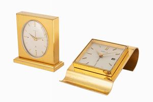 Lot of two Gubelin desk clocks with alarm, ‘60s