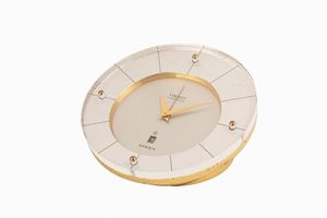 Tissot retailed by Birks desk clock with alarm and date, ‘60s