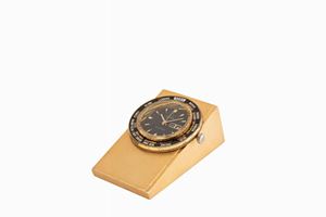 Melux desk clock paperweight with day, date and worldtimer, ‘60s
