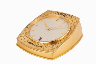 Orologio da tavolo Tissot, anni '60, ottone dorato