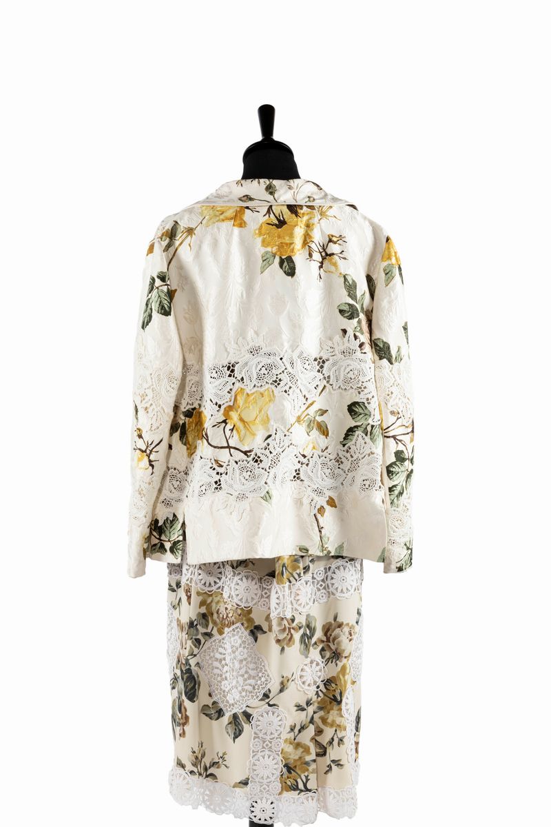 Dolce & Gabbana - Completo da tre pezzi in Jacquard, Chiffon e Seta