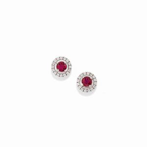 A 18K white gold, diamond and ruby earrings