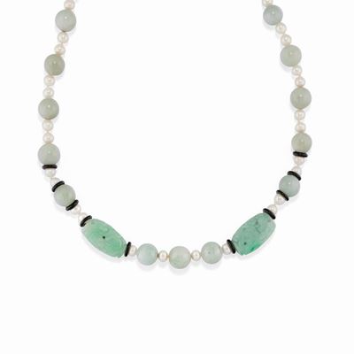 Collana con Giadeite, Onice e Perle